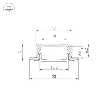 Профиль LINE-2308-F-2000 ANOD GOLD (Arlight, Алюминий)