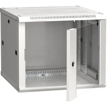 Шкаф настенный 19' LINEA W 9U 600x600мм стеклянная дверь RAL7035