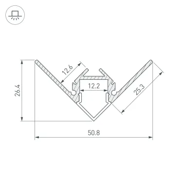 Профиль ARH-DECORE-S12-EXT-F-2000 ANOD внешний (ARL, Алюминий)
