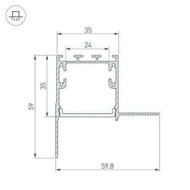 Профиль с экраном SL-LINIA32-FANTOM-EDGE-2500 ANOD+FROST (Arlight, Алюминий) | 031375 | Arlight