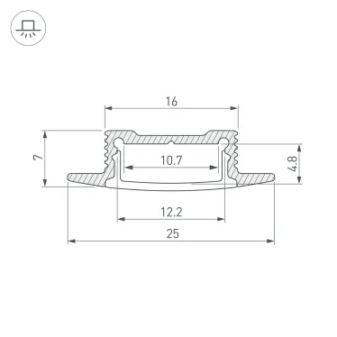 Профиль SL-SLIM-H7-F25-2000 ANOD (ARL, Алюминий) (профиль без экрана)