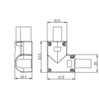 Соединитель угловой ARL-CLEAR-U15-90 (26x15mm) (ARL, Металл)
