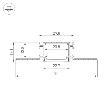Профиль FANTOM-BENT-W23-SIDE-2000 ANOD (Arlight, Алюминий)