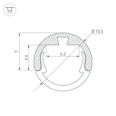 Профиль ROUND-D10.5-2000 ANOD BLACK (Алюминий)