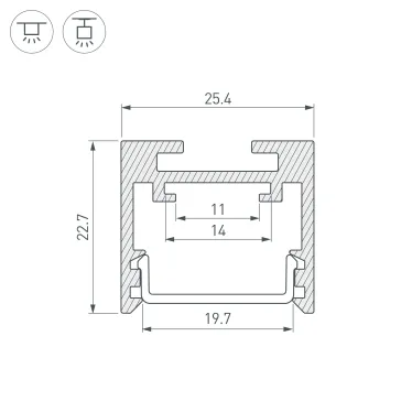 Профиль SL-LINE-2522-2500 SILVER (ARL, алюминий)