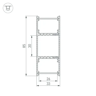 Профиль ARH-WALL-3385-DUAL-2000 ANOD (, Алюминий)
