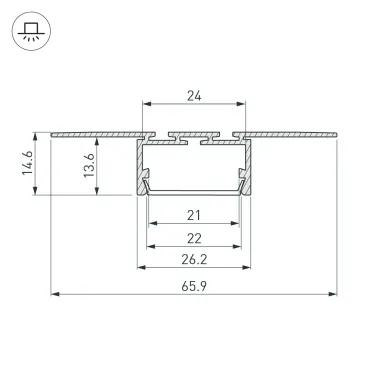 Профиль PLS-LOCK-H15-T-HIDE-2000 (Алюминий)