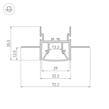 Профиль FOLED-CEIL-CENTER-3000 (Алюминий)