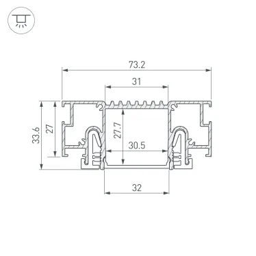 Профиль STRETCH-32-CEIL-CENTER-2000 WHITE (ARL, алюминий)