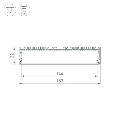 Профиль ARH-POWER-W150-2000 ANOD (Алюминий)