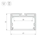Профиль с экраном SL-LINE-4932-2500 WHITE+OPAL (Алюминий)