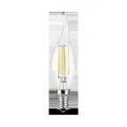                  Лампа светодиодная филаментная LED 9 Вт 680 лм 2700К свеча на ветру теплый E14 AC 220В прозрачная колба Black Filament Gauss
               