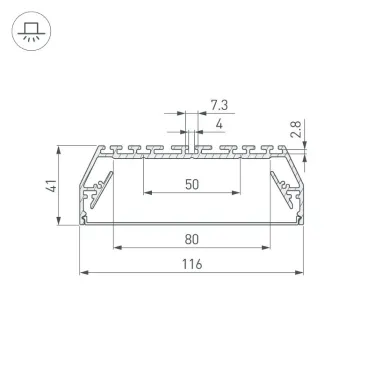 Профиль с экраном ALU-POWER-116-2000 ANOD+FROST | 021941 | Arlight