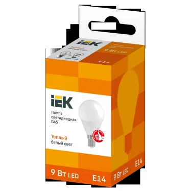 Лампа светодиодная G45 шар 9Вт 230В 3000К E14 IEK