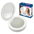 Зеркало карманное с подсветкой (1Х+2Х) ULK-F70 2AAA WHITE На батарейках 2AАА (не в/к). Белый. ТМ