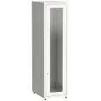 Шкаф LINEA E 42U 600х800мм двери 2шт стеклянная и металлическая. серый