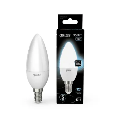 Лампа светодиодная LED 9.5 Вт 950 лм 4100К свеча нейтральный E14 AC 220В Black Gauss