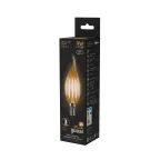 Лампа светодиодная филаментная LED 9 Вт 680 лм 2700К свеча на ветру теплый E14 AC 220В прозрачная колба Black Filament Gauss