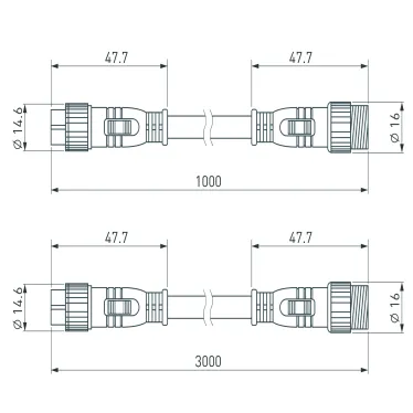 Коннектор питания ARL-LINE-3pin-1000-CON-MF (230V) (IP67 Пластик, 3 года)