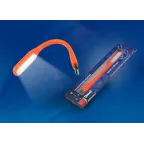 Светильник-фонарь переносной, прорезиненный корпус, 6 LED, питание от USB-порта. Упаковка-картон, цвет-оранжевый.