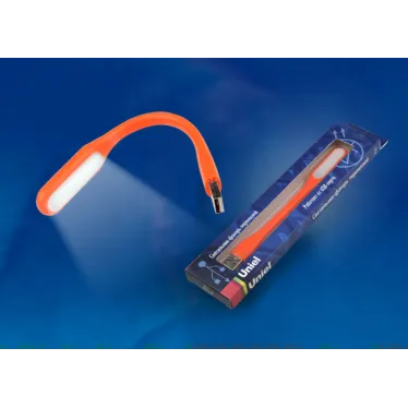 Светильник-фонарь переносной, прорезиненный корпус, 6 LED, питание от USB-порта. Упаковка-картон, цвет-оранжевый.