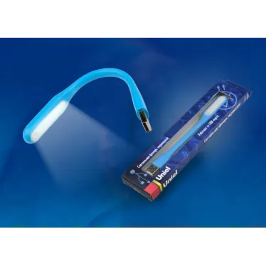 Светильник-фонарь переносной, прорезиненный корпус, 6 LED, питание от USB-порта. Упаковка-картон, цвет-синий.