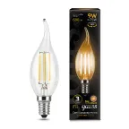 Лампа светодиодная филаментная LED 9 Вт 680 лм 2700К свеча на ветру теплый E14 AC 220В прозрачная колба Black Filament Gauss