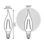 Лампа светодиодная филаментная LED 9 Вт 680 лм 2700К свеча на ветру теплый E14 AC 220В прозрачная колба Black Filament Gauss