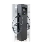 Зарядная станция для электромобиля EVC, 44 кВт, коммерческая OCPP 1.6J, переменный ток, 3 фазы 380В, два поста по 22 кВт 32 А, кабели по 5 метров, коннекторы GBT и Type2, IP54, черная ст ойка