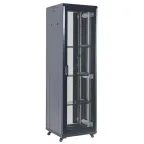 Шкаф напольный 42U 600х800х2054мм стеклянная дверь RAL 9005 черный