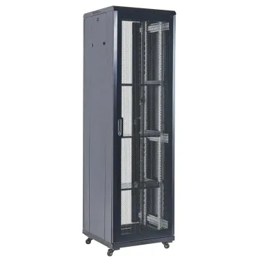 Шкаф напольный 42U 600х800х2054мм стеклянная дверь RAL 9005 черный
