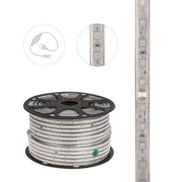 Лента LED герметичная в силиконовой оболочке 220В 13х8мм IP65 SMD 5050 60 диодов/метр зеленый (бухта 50м)