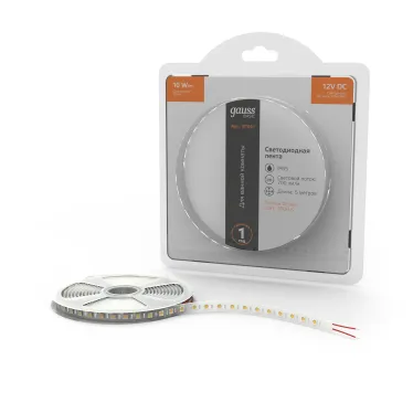 Лента светодиодная LED 5050/60-SMD 10 Вт/м 700 лм/м 3000К DC 12В IP65 10мм (блистер 5м) Basic Gauss