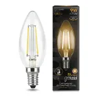 Лампа светодиодная филаментная LED 9 Вт 680 лм 2700К свеча теплый E14 AC 220В прозрачная колба Black Filament Gauss