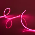 Лента гибкая светодиодная. NEON ULS-N01-2835-120LED/m-6мм-IP67-DC12V-9W/m-5м-PINK катушка 5м в блистере розовый свет