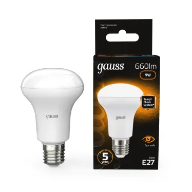 Лампа светодиодная LED 9 Вт 660 лм 3000К грибок R63 теплый E27 AC 220В Black Gauss