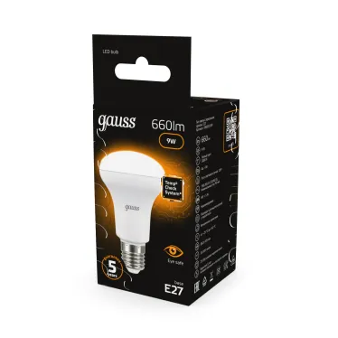 Лампа светодиодная LED 9 Вт 660 лм 3000К грибок R63 теплый E27 AC 220В Black Gauss