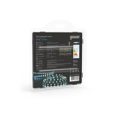 Лента светодиодная LED 5050/60-SMD 14.4 Вт/м 660 лм/м 6500К DC 12В IP20 10мм (блистер 5м) Black Gauss