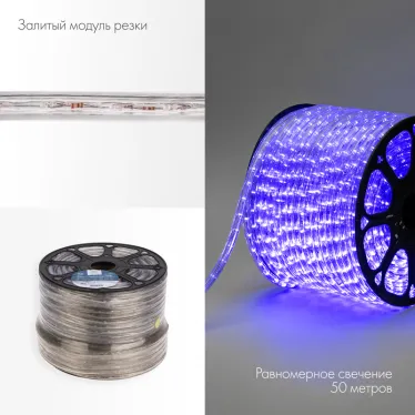 Дюралайт LED, свечение с динамикой 3W - синий, 24 LED/м, 100 м