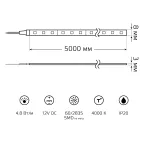 Лента светодиодная LED 2835/60-SMD 4.8 Вт/м 312 лм/м 4000К DC 12В IP20 8мм (блистер 5м) Basic Gauss
