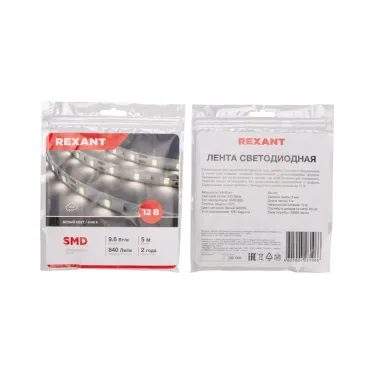 Лента светодиодная 12В SMD2835 9,6Вт/м 60LED/м 4000K 8мм 5м IP20