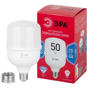 Лампа LED POWER T100-50W-6500-R E27/E40 R 50 Вт холодный белый свет колокол RED LINE ЭРА колокол RED LINE ЭРА
