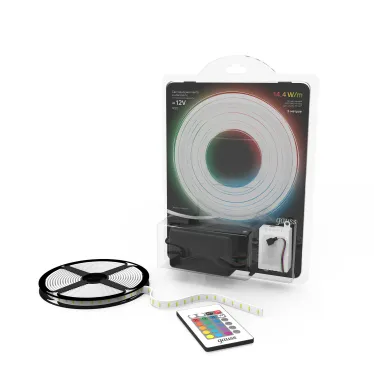 Лента светодиодная LED 5050/60-SMD 14.4 Вт/м 660 лм/м RGB DC 12В IP20 8мм комплект лента и драйвер (блистер 5м) Black Gauss