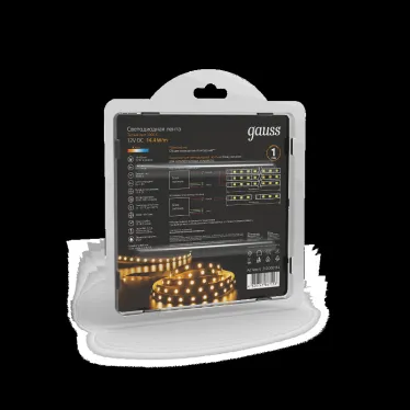 Лента светодиодная 5050/60-SMD 14.4W  12V DC теплый белый (блистер 5м) | 312000114 | Gauss