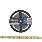 Гибкая светодиодная лента на самоклеящейся основе. ULS-2835-180LED/m-10mm-IP20-DC24V-17W/m-5M-3000K Катушка 5м. в герметичной упаковке. Теплый белый свет(3000К). ТМ Uniel