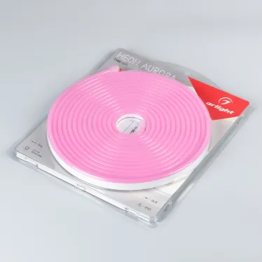 Лента герметичная AURORA-PS-A120-12x6мм 24V Pink (10 W/m, IP65, 2835, 5м) (Силикон)