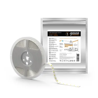 Лента светодиодная LED 2835/60-SMD 4.8 Вт/м 170 лм/м 3000К DC 12В IP20 8мм (ZIP bag 5м) Elementary Gauss