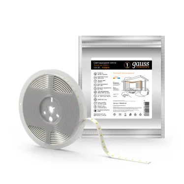 Лента светодиодная LED 2835/120-SMD 9.6 Вт/м 290 лм/м 3000К DC 12В IP66 8мм (ZIP bag 5м) Elementary Gauss