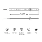 Лента светодиодная LED 5050/60-SMD 14.4 Вт/м 660 лм/м 6500К DC 12В IP66 10мм (блистер 5м) Black Gauss