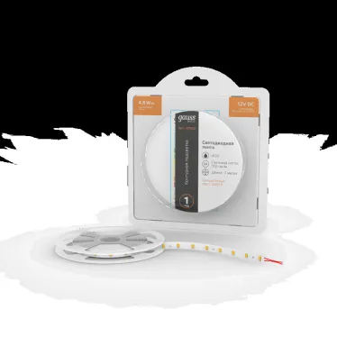 Лента светодиодная Basic LED 2835/60 12V 4,8W/m 312lm/m 3000K 8mm IP20 3m 1/100 | BT002 | Gauss